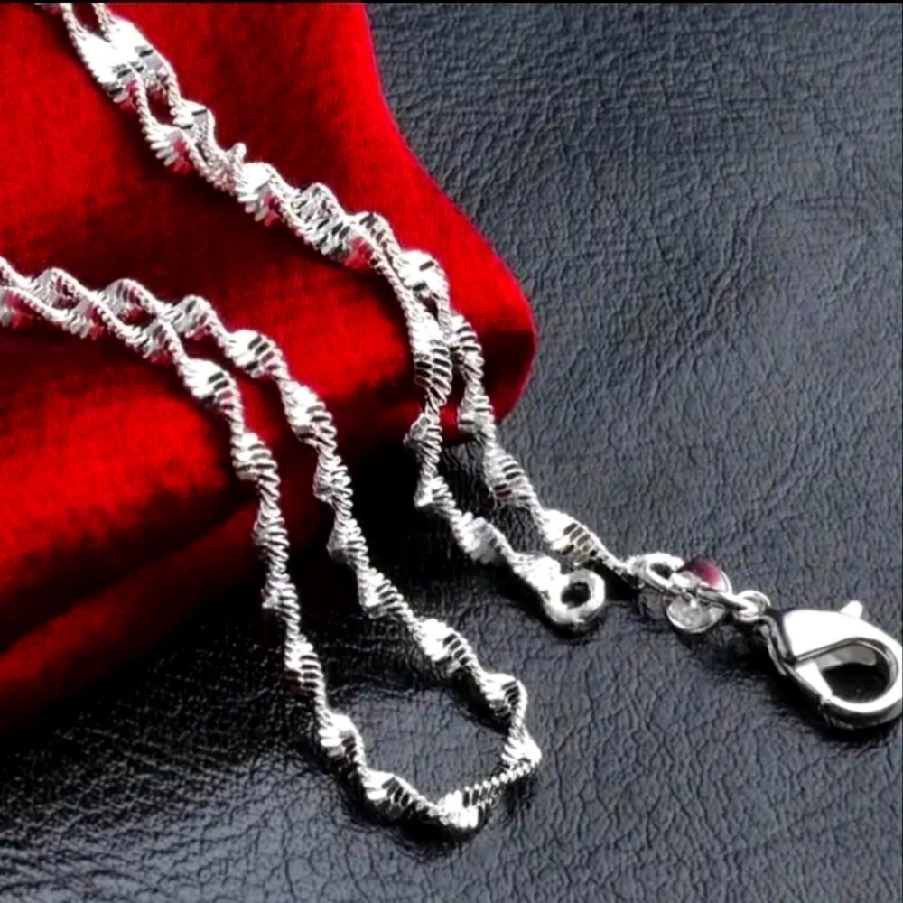 Double Layer Water Wave Chain Silver Plated Necklace Chain